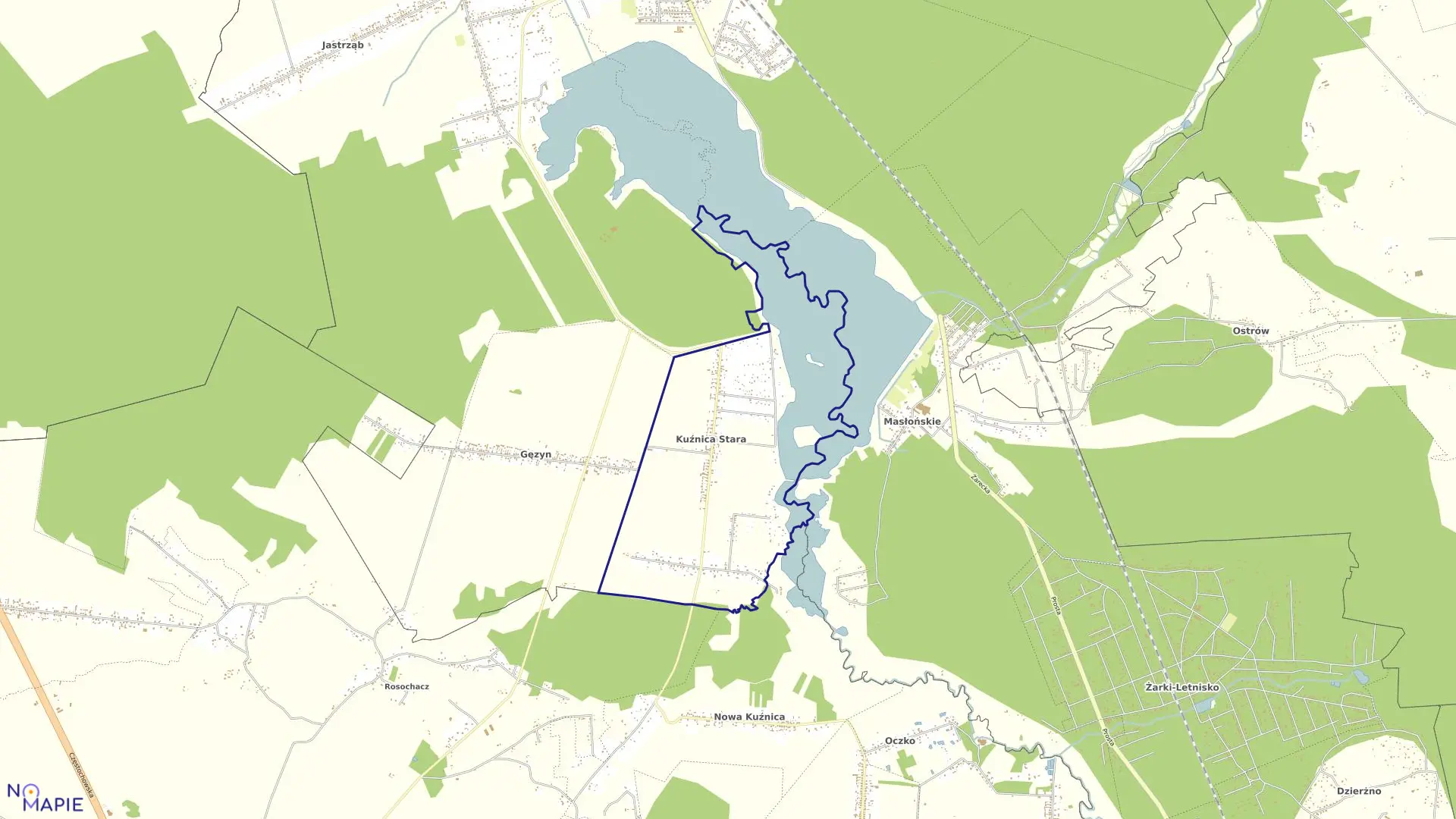 Mapa obrębu Kuźnica Stara w gminie Poraj